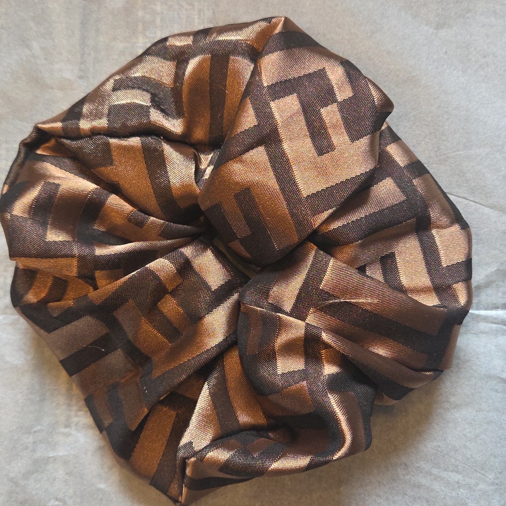 Brown Geometric Hair Scrunchie - Picture 3 of 4